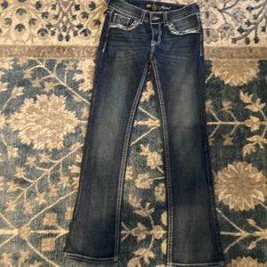 Wired heart embroidery western jeans